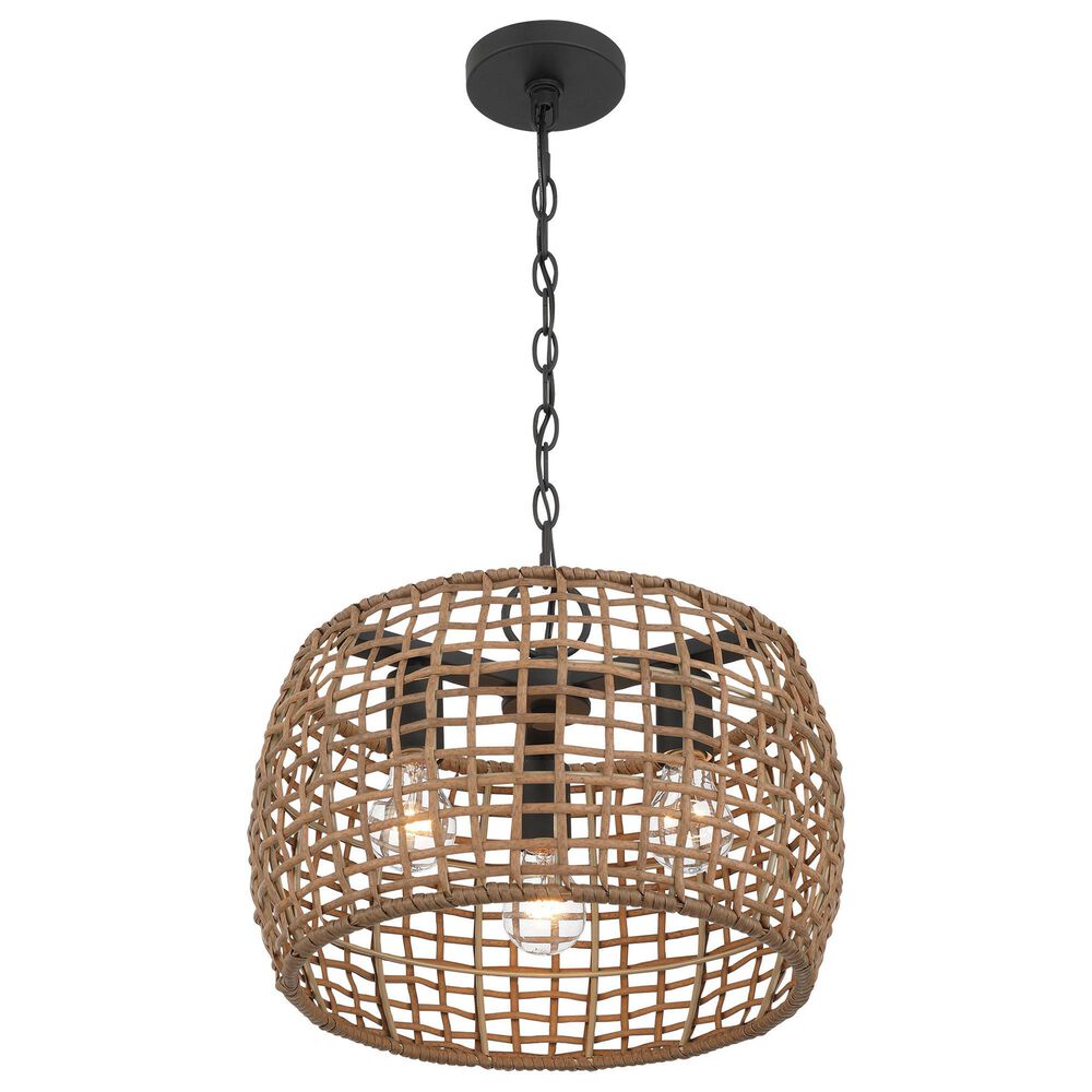 Golden Lighting Weavelight 3-Light Pendant in Natural Black, , large