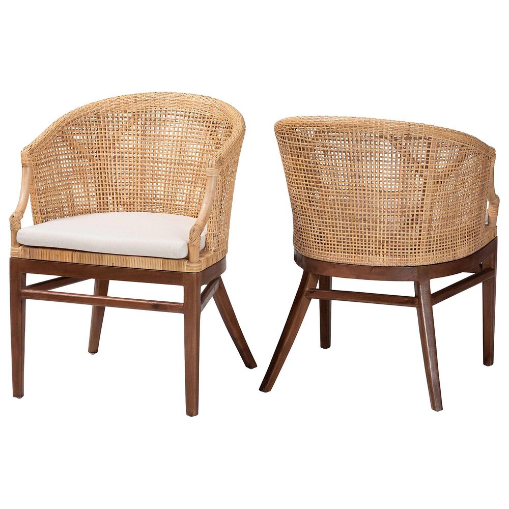 Baxton Studio Lumajang Arm Chair in Light Honey and Walnut Brown (Set of 2), , large