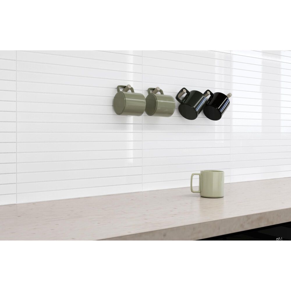 Emser Paralline White 5" x 18" Galazed Ceramic Mosaic Sheet, , large