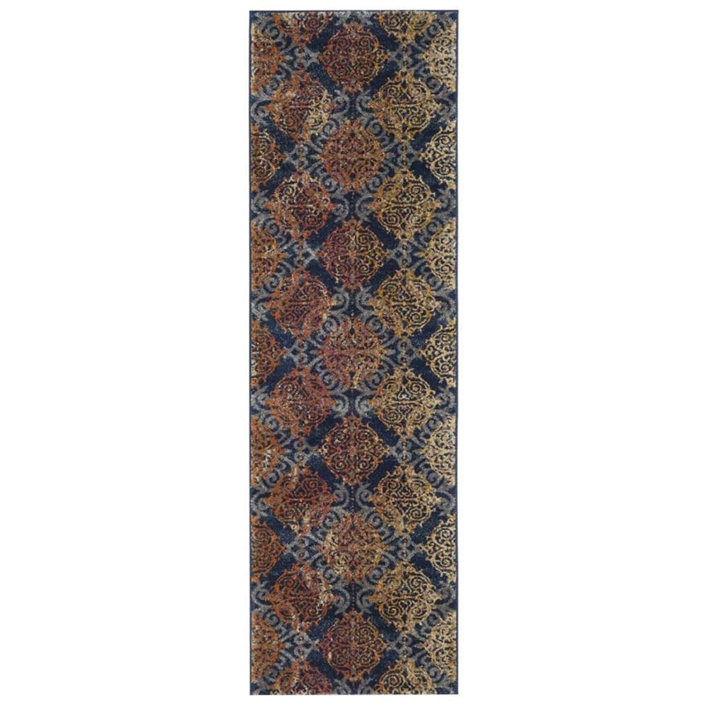 Safavieh Evoke EVK230S 2"2" x 7" Blue and Orange Runner, , large