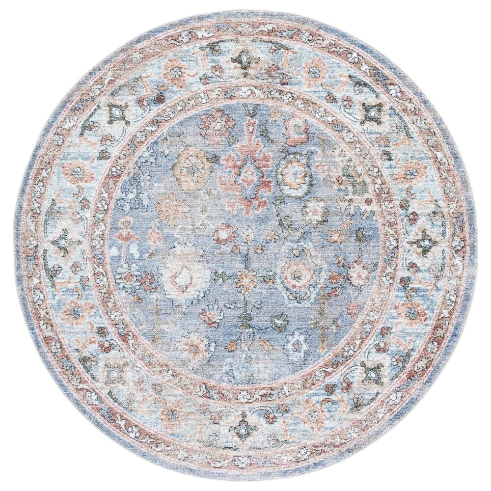 Safavieh Jasmine 5"3" Round Blue and Gold Area Rug, , large