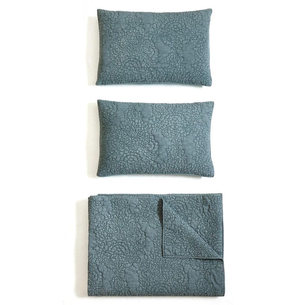 Peking Handicraft Mystic Floral 3-Piece King Quilt Set in Teal, , large