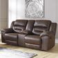 Ashley Stoneland Manual Reclining Loveseat with Console in Chocolate, , large