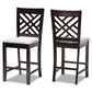 Baxton Studio Caron Counter Height Pub Chair with Gray Cushion in Espresso Brown (Set of 2), , large