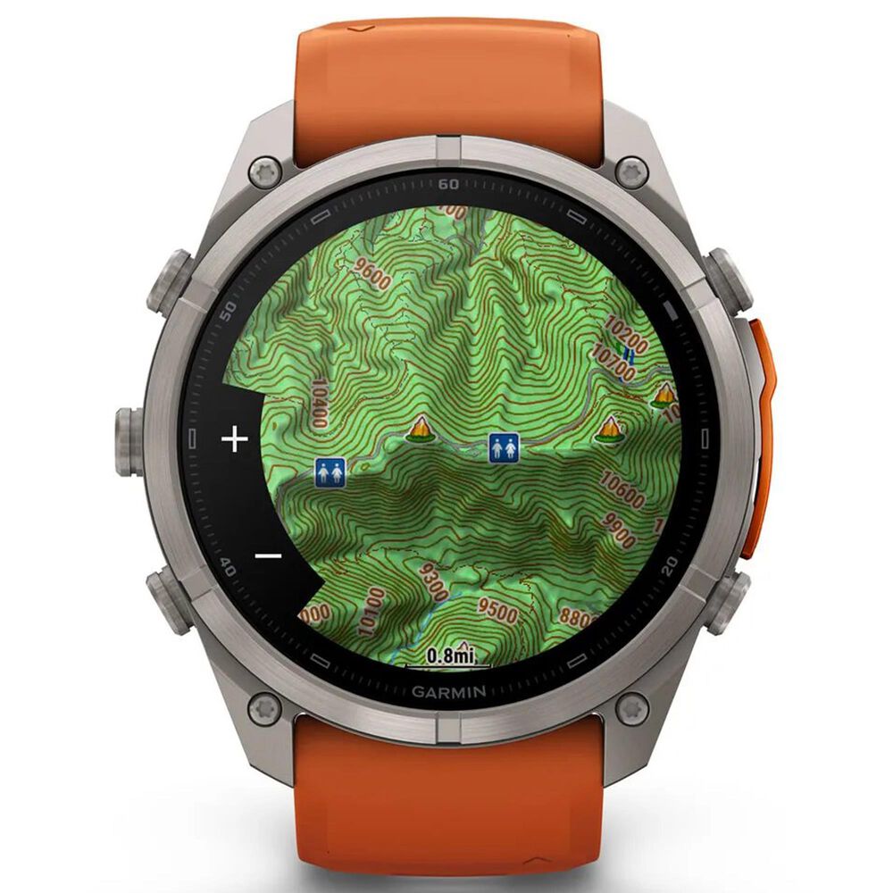 Garmin fenix 9 Pro inReach Smartwatch 51mm Titanium with Autumn Orange and Spark Orange Silicone Band, , large