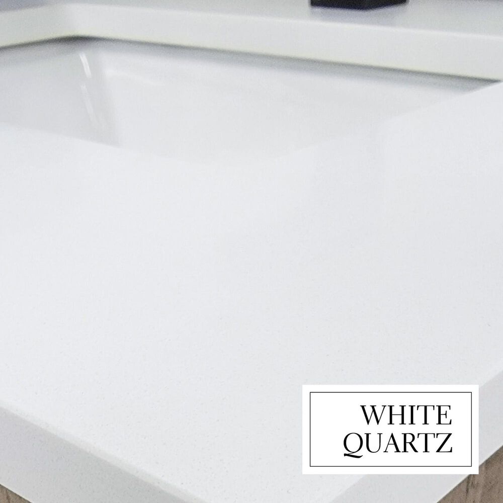 Lexora Home Marsyas 60&quot; Double Bathroom Vanity in Ash Grey with White Quartz Top and Rectangular Sinks, , large