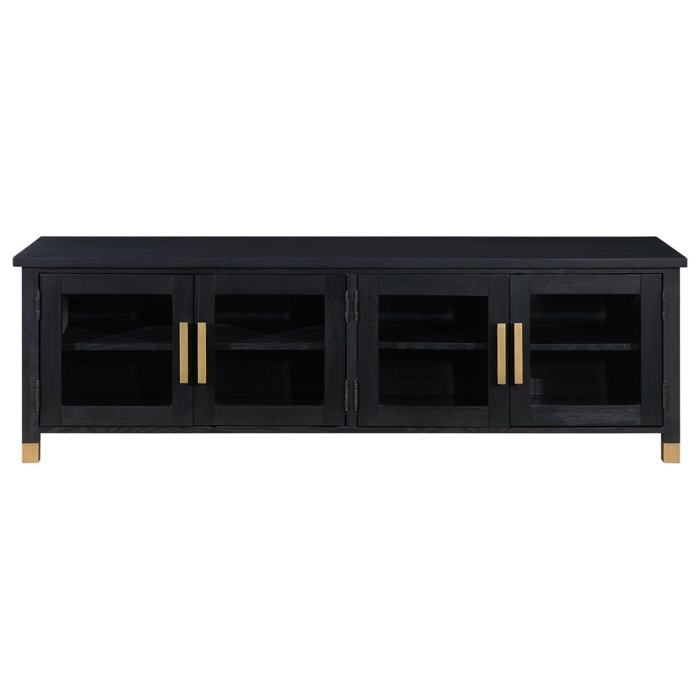 Steve Silver Furniture Yves 64" TV Stand in Ebony and Brushed Brass, , large