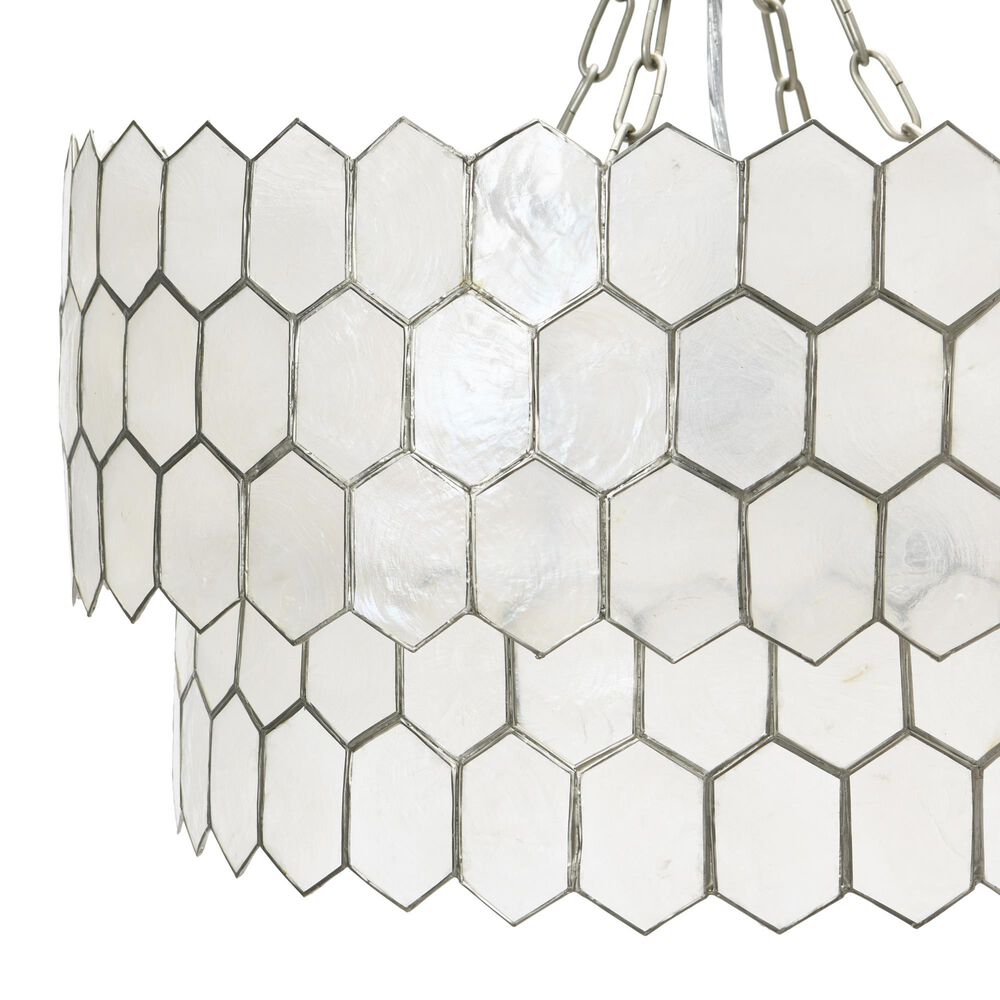 Creative Coop Carlisle 2-Tier Honeycomb Chandelier with Matte Silver Shade, , large