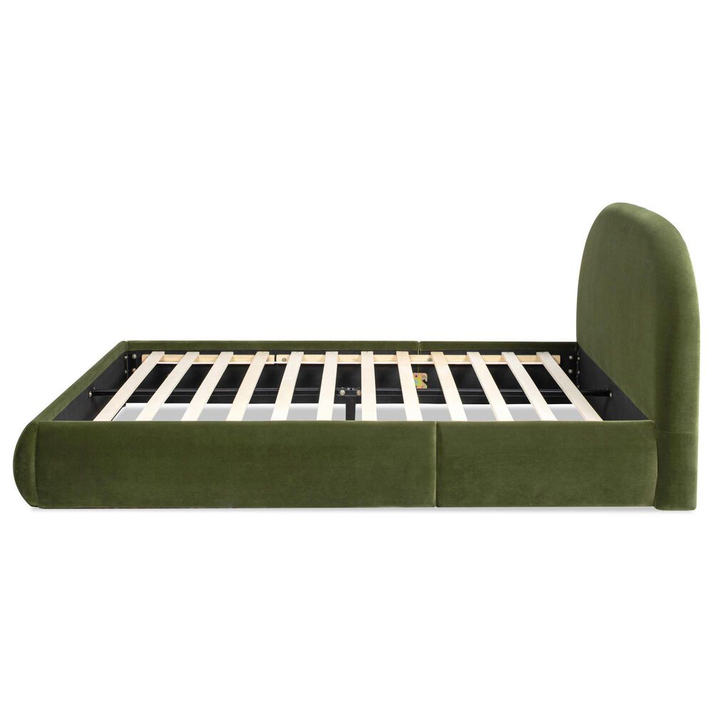 Jennifer Taylor Home Archie Puffy Grounded Queen Upholstered Platform Bed in Olive Green, , large