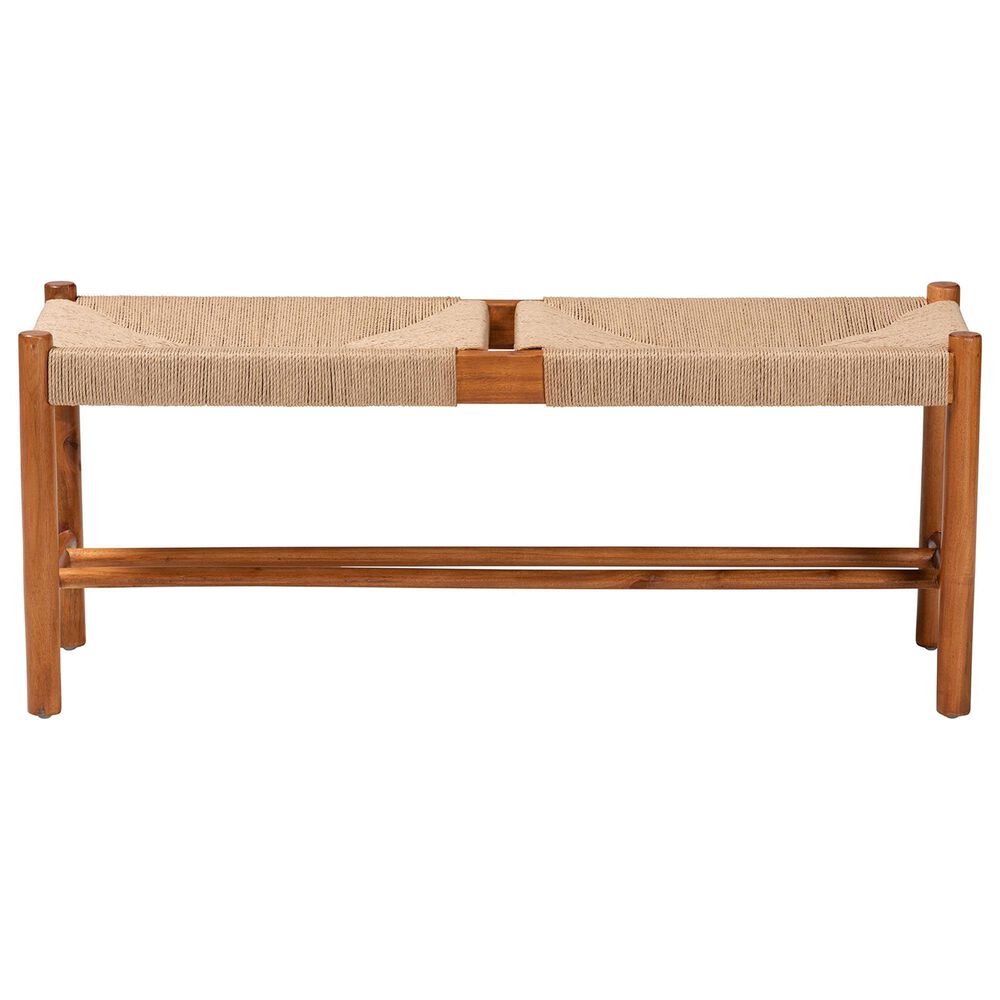 Baxton Studio Saura Bench in Natural and Oak Brown, , large