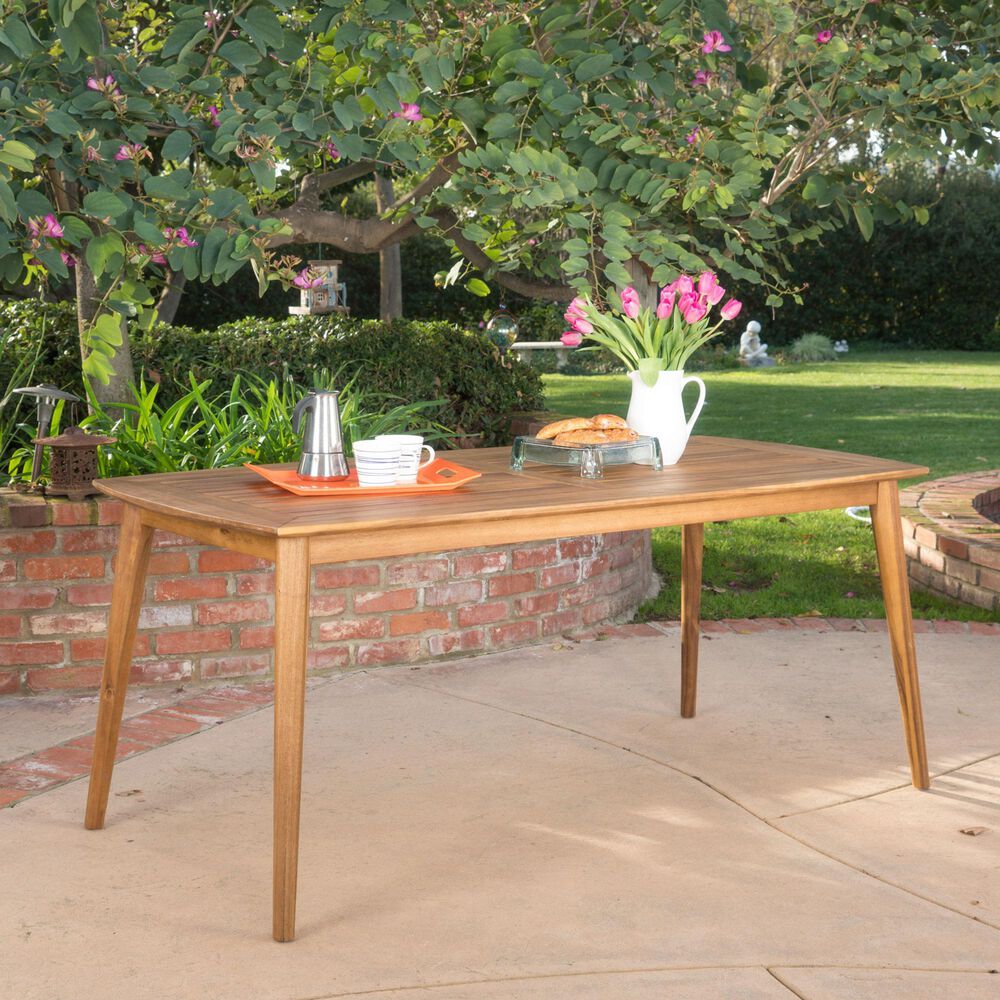 Hearth and Haven Outdoor Rectangular Dining Table in Teak - Table Only, , large
