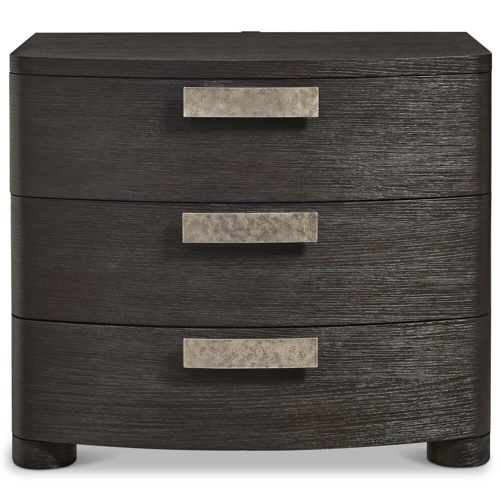 Bernhardt Geneve 34" 3 Drawer Nightstand in Robor and Ferrum with USB Ports, , large