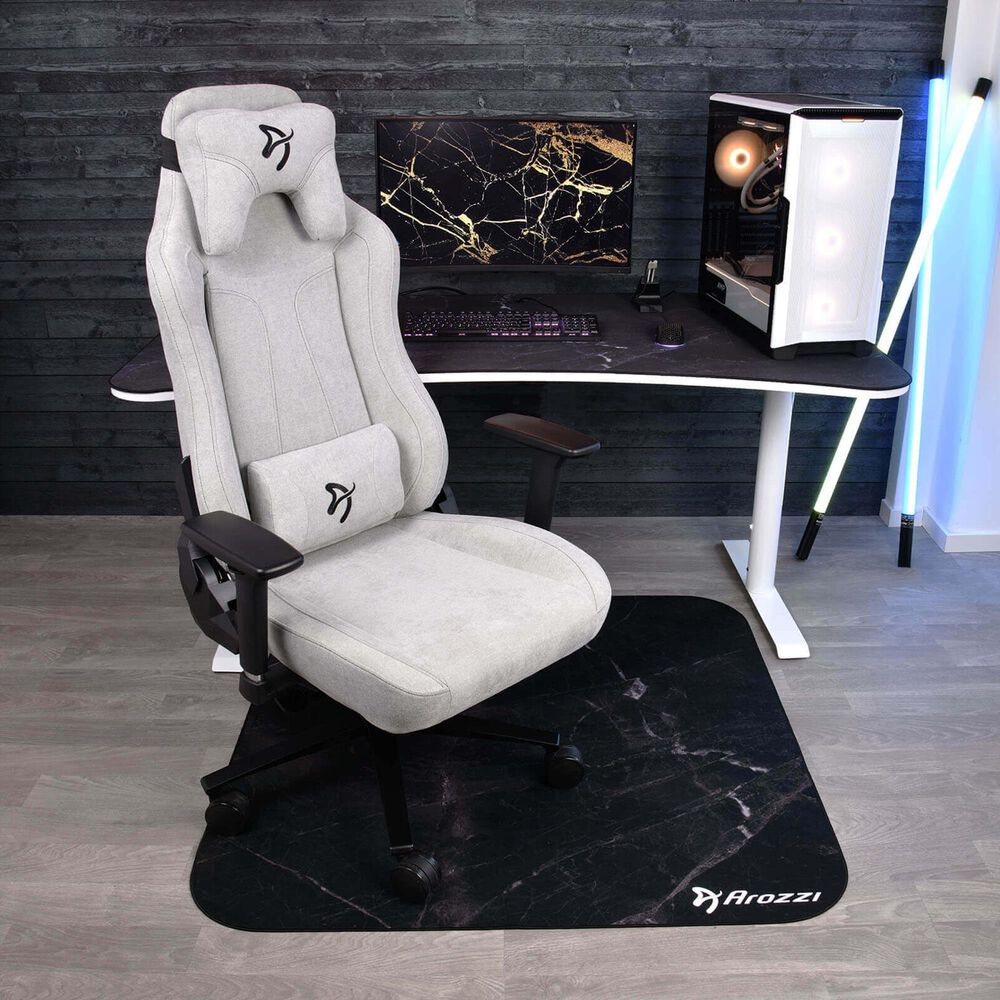 Arozzi Zona Quattro Microfiber Noise Dampening and Scratch Protection Anti-Slip Chair Mat in Black Marble, , large