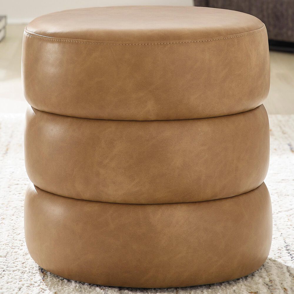 Ashley Ummi Swivel Accent Ottoman in Caramel, , large