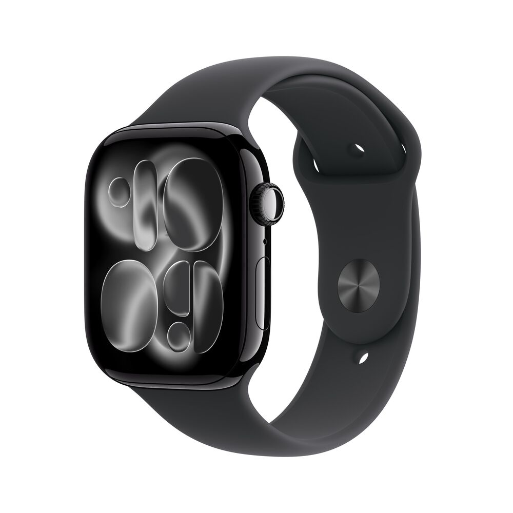 Apple Watch Series 11 (GPS) 46mm Jet Black Aluminum Case with Black Sport Band - M/L - Jet Black - (2025)(Pre-Order), , large