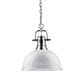 Golden Lighting Duncan 1-Light Pendant with Chain in Chrome with a White Shade, , large