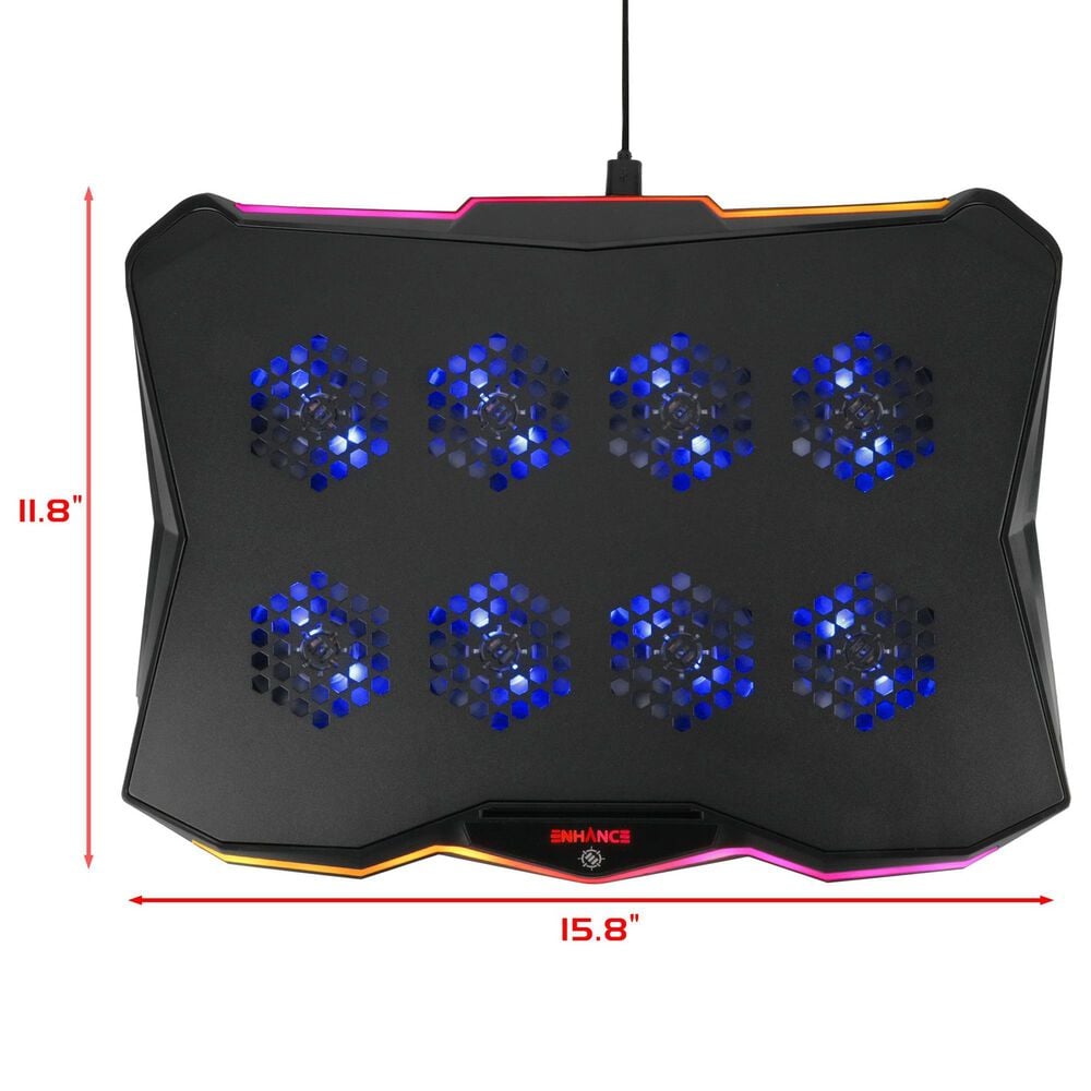 Enhance Infiltrate 3 Laptop Cooling Pad with RGB LED Lights in Black, , large