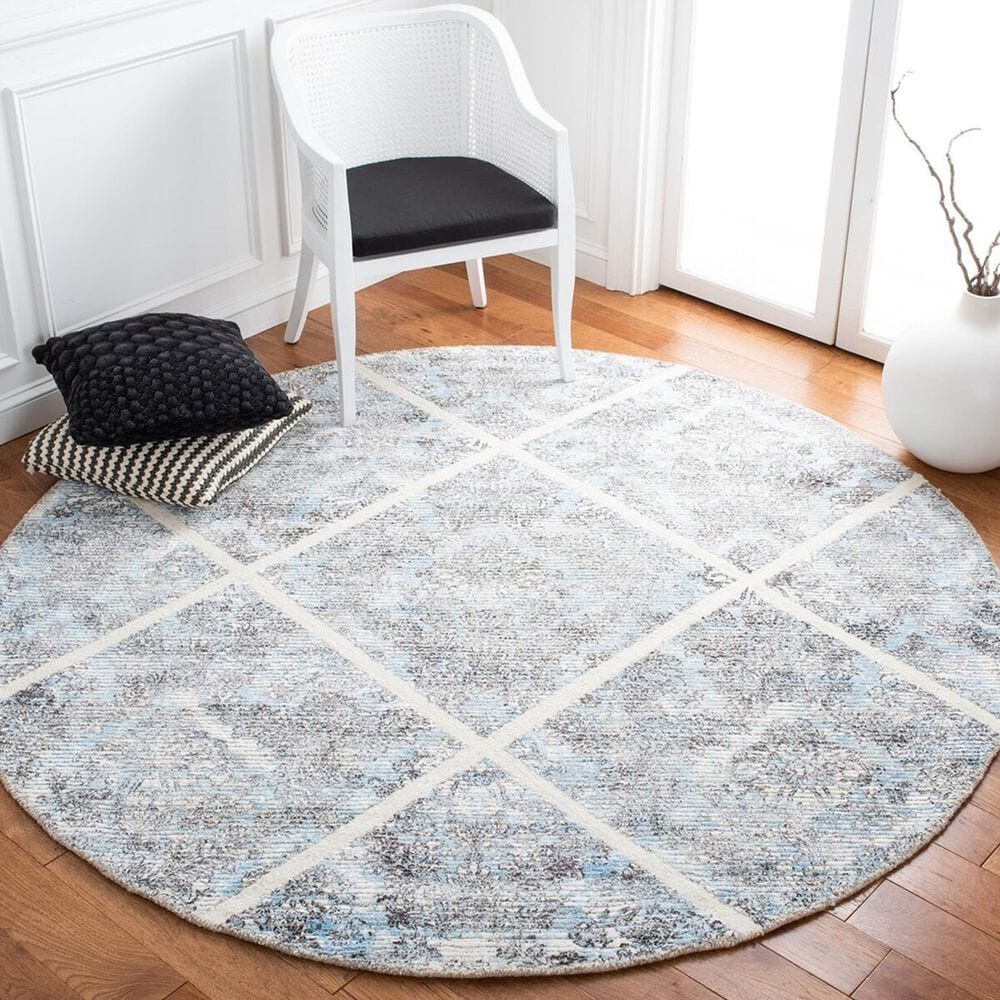 Safavieh Artistry ARR667M 7&#39; Round Ivory and Blue Area Rug, , large