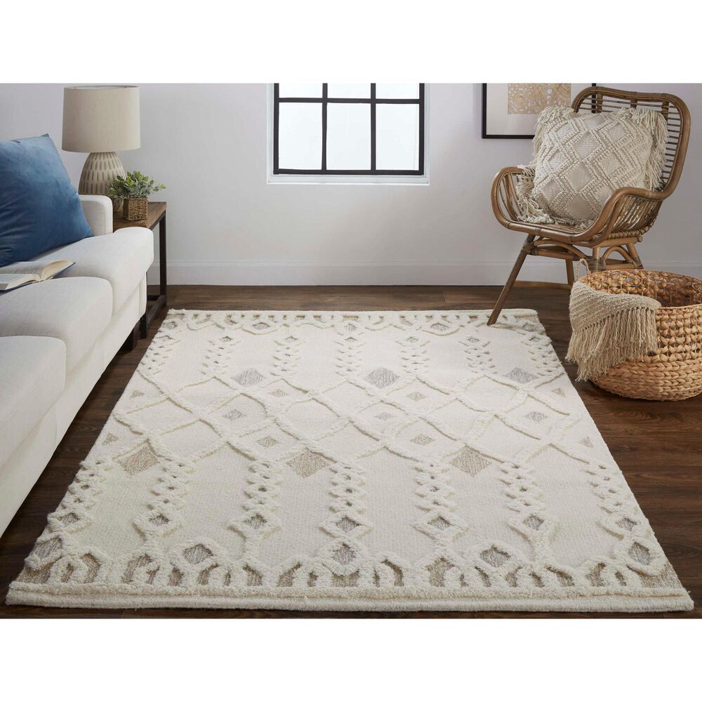 Feizy Anica 8011F 5&#39; x 8&#39; Ivory Area Rug, , large