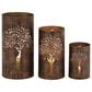 Maple and Jade Tree Cutout Decorative Indoor/Outdoor Candle Lantern in Brushed Copper (Set of 3), , large