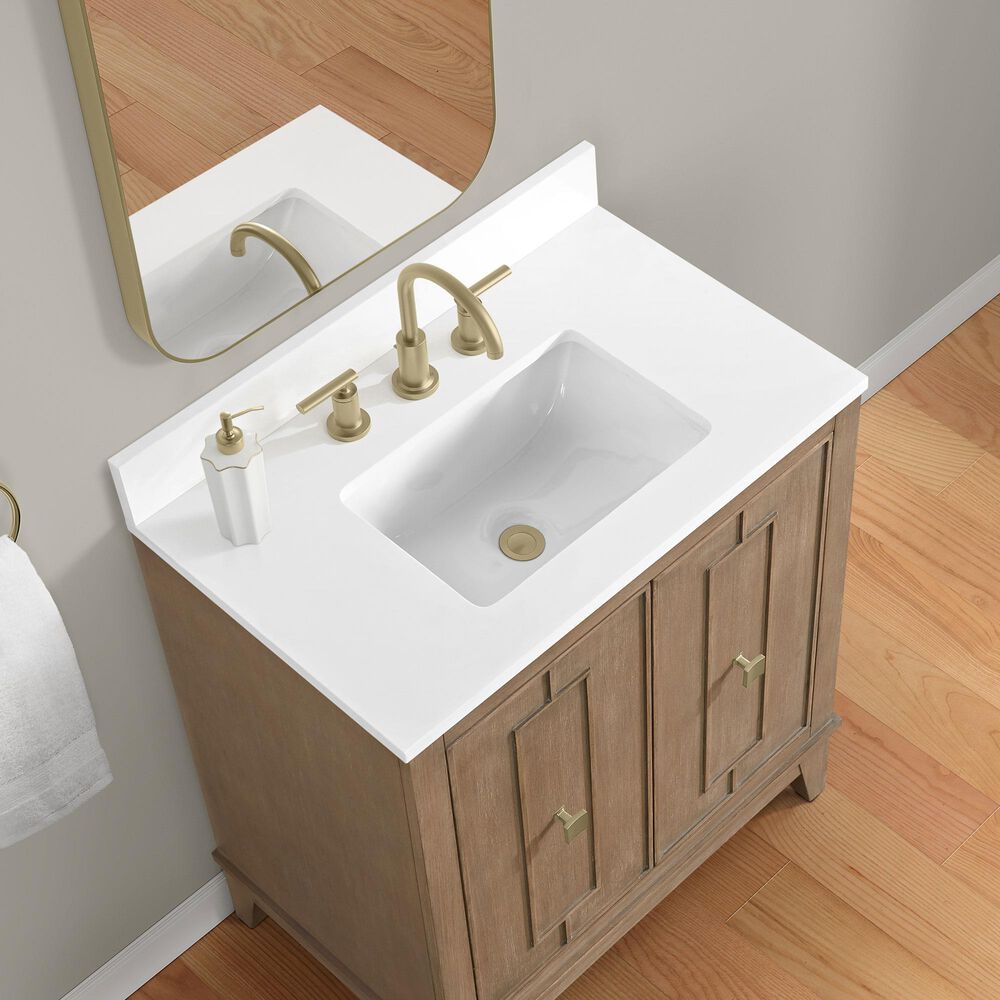 37B Kinsale 30" Single Bathroom Vanity Cabinet in Walnut Drift with White Composite Stone Top and Backsplash, , large