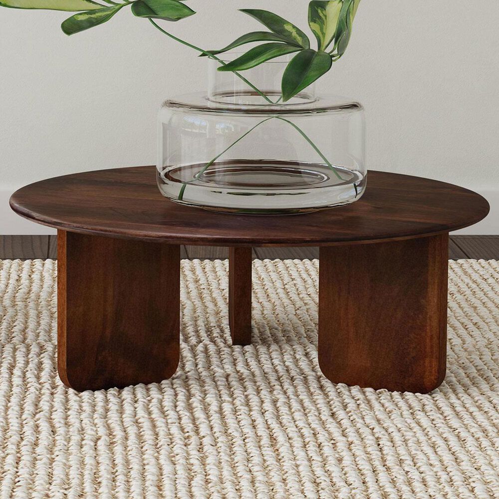 Pacific Landing Dale Round Coffee Table in Brown, , large