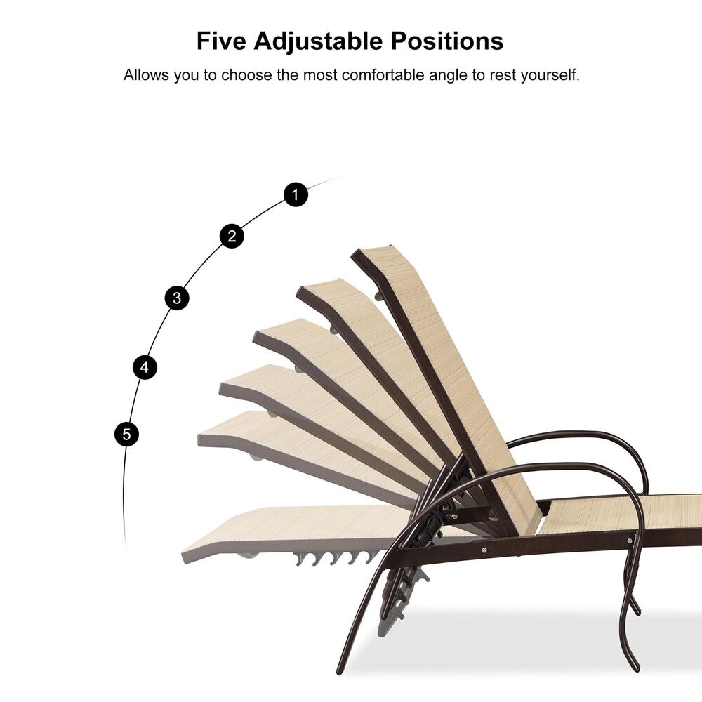 HOMLUX 3-Piece Patio Chaise Lounge Set in Light Khaki, , large