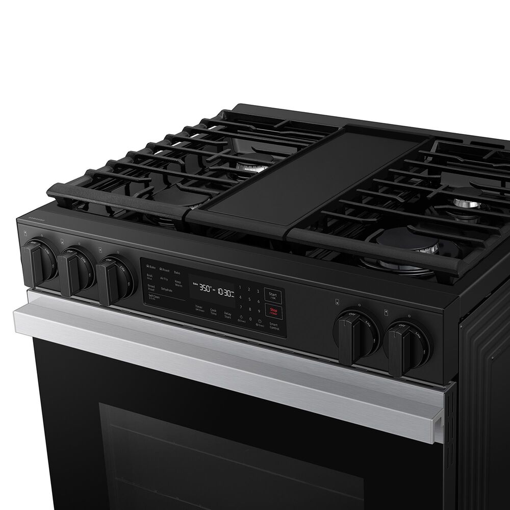 Samsung Bespoke Bespoke 6.0 Cu. Ft. Smart Slide-In Gas Range with Auto Conversion and 17K BTU Power Burner in Stainless Steel, , large