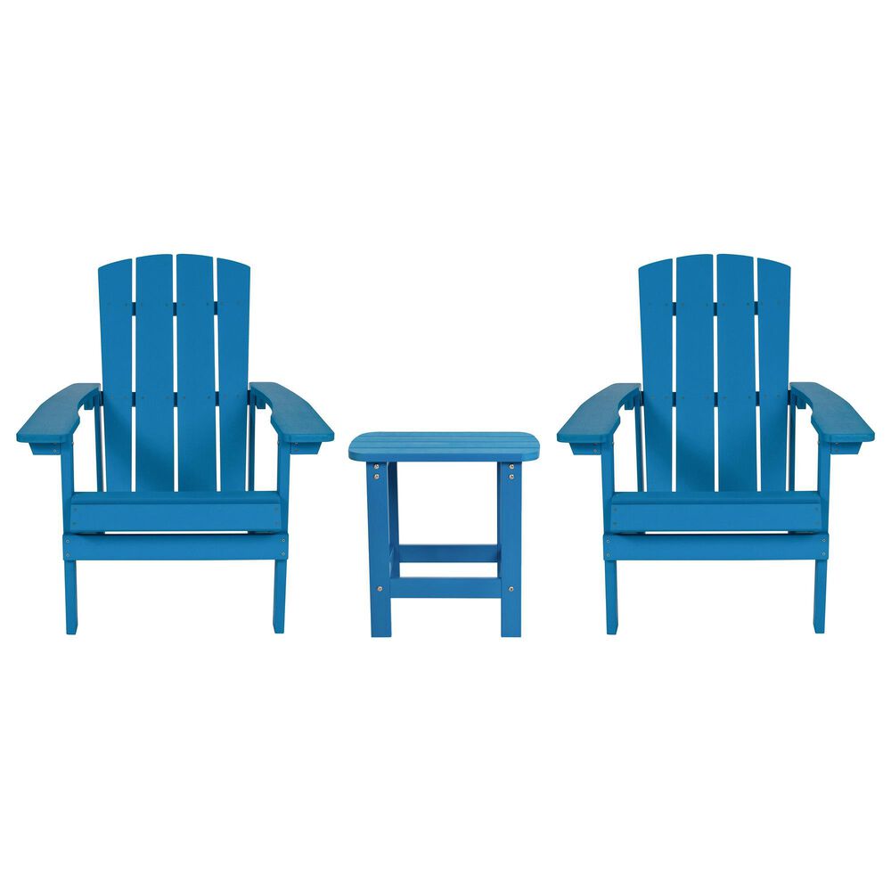 Flash Furniture Charlestown 3-Piece Adirondack Set in Blue, , large