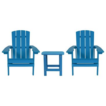 Flash Furniture Charlestown 3-Piece Adirondack Set in Blue, , large