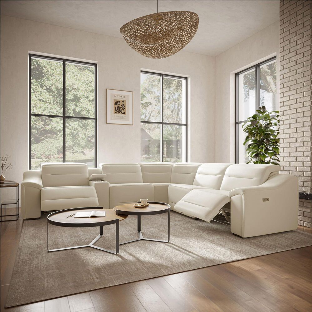 Interlochen 6-Piece Power Reclining L-Shaped Sectional with Power Headrest in Ice White, , large