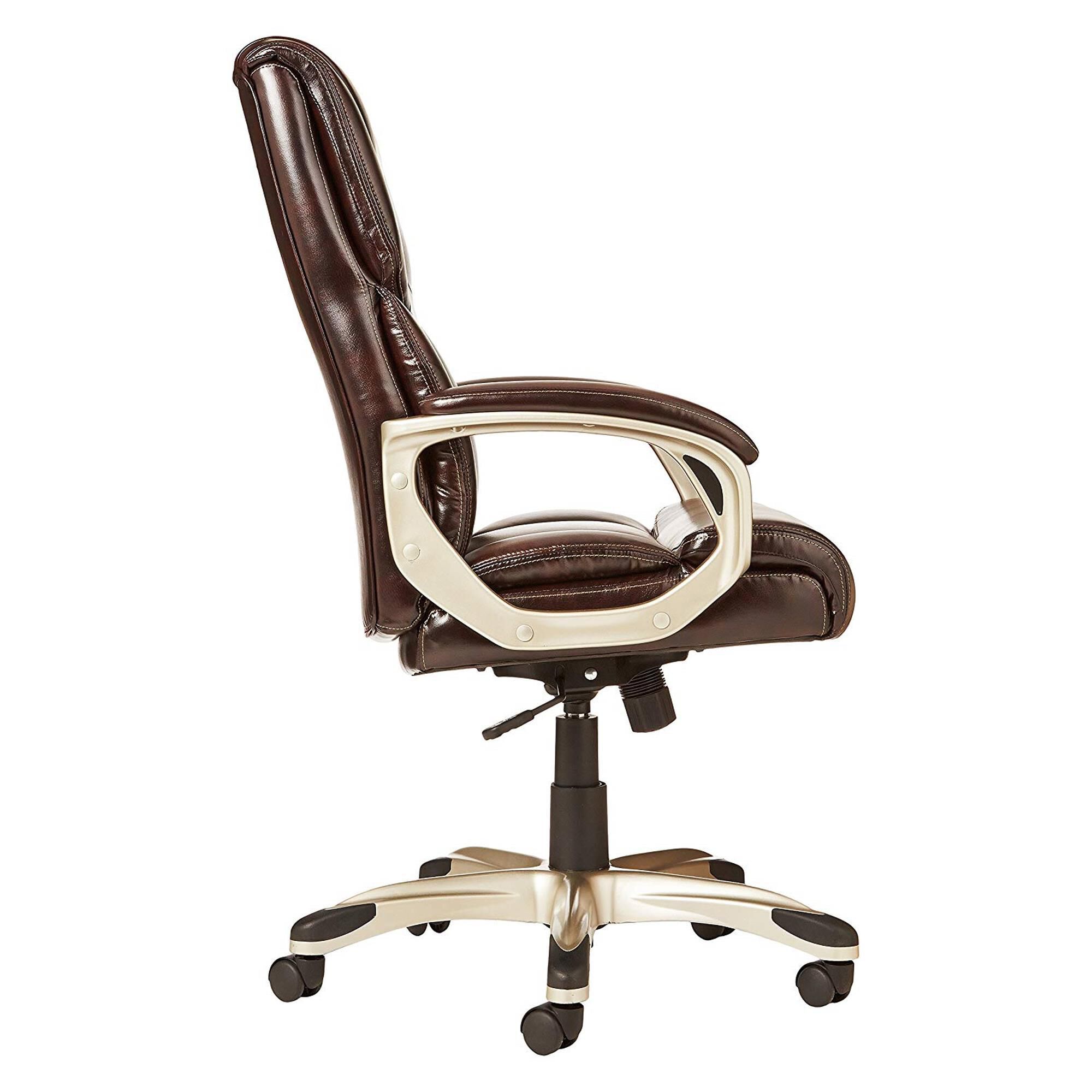 Global Seating Bonded Leather Executive Chair in Brown NFM