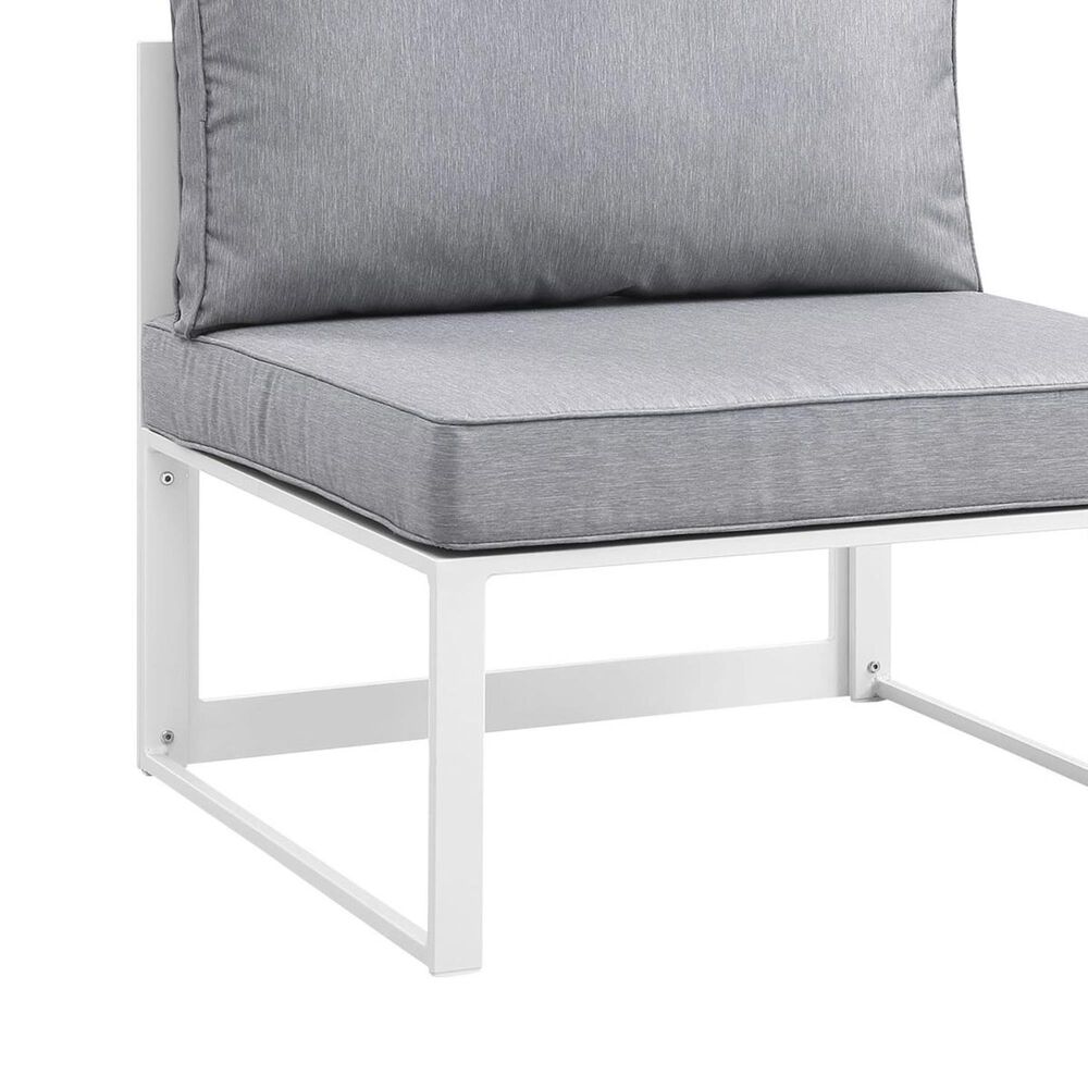 Modway Fortuna 6-Piece Outdoor Patio Sectional Set in White and Gray, , large