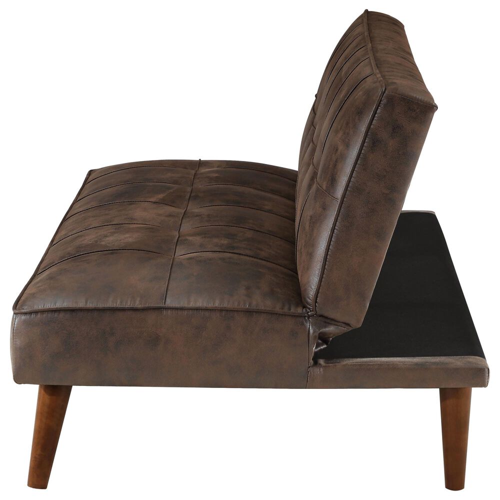 Pacific Landing Jenson Push Back Convertible Sofa Bed in Dark Coffee Brown, , large
