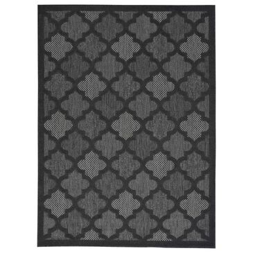 Nourison Easy Care 5" x 7" Charcoal and Black Indoor/Outdoor Area Rug, , large