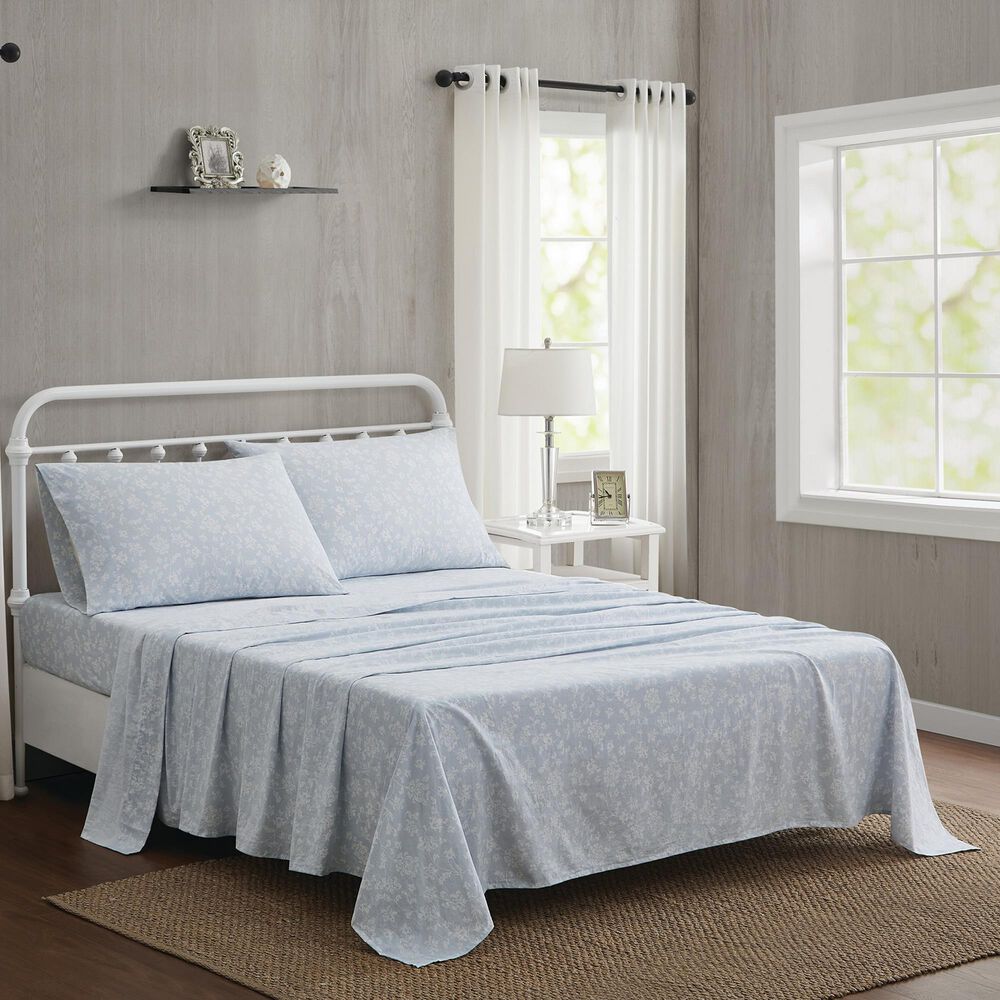 Pem America Majesty 4-Piece Queen Sheet Set in White and Blue, , large