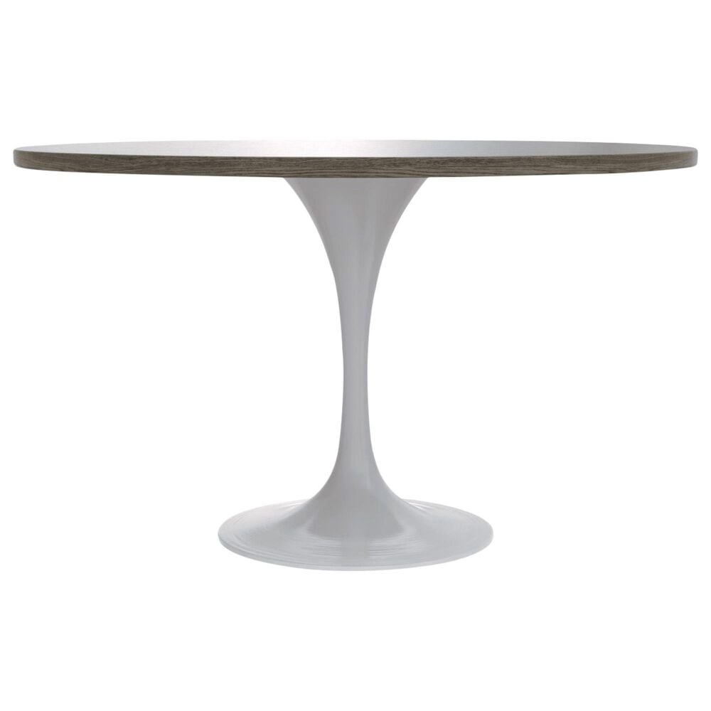 Leisuremod LeisureMod Verve Collection 48 Round Dining Table, White Base with Dark Maple MDF Top, , large