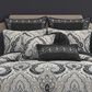 J. Queen New York Messina 12" x 22" Lumbar Pillow in Black and Sliver, , large