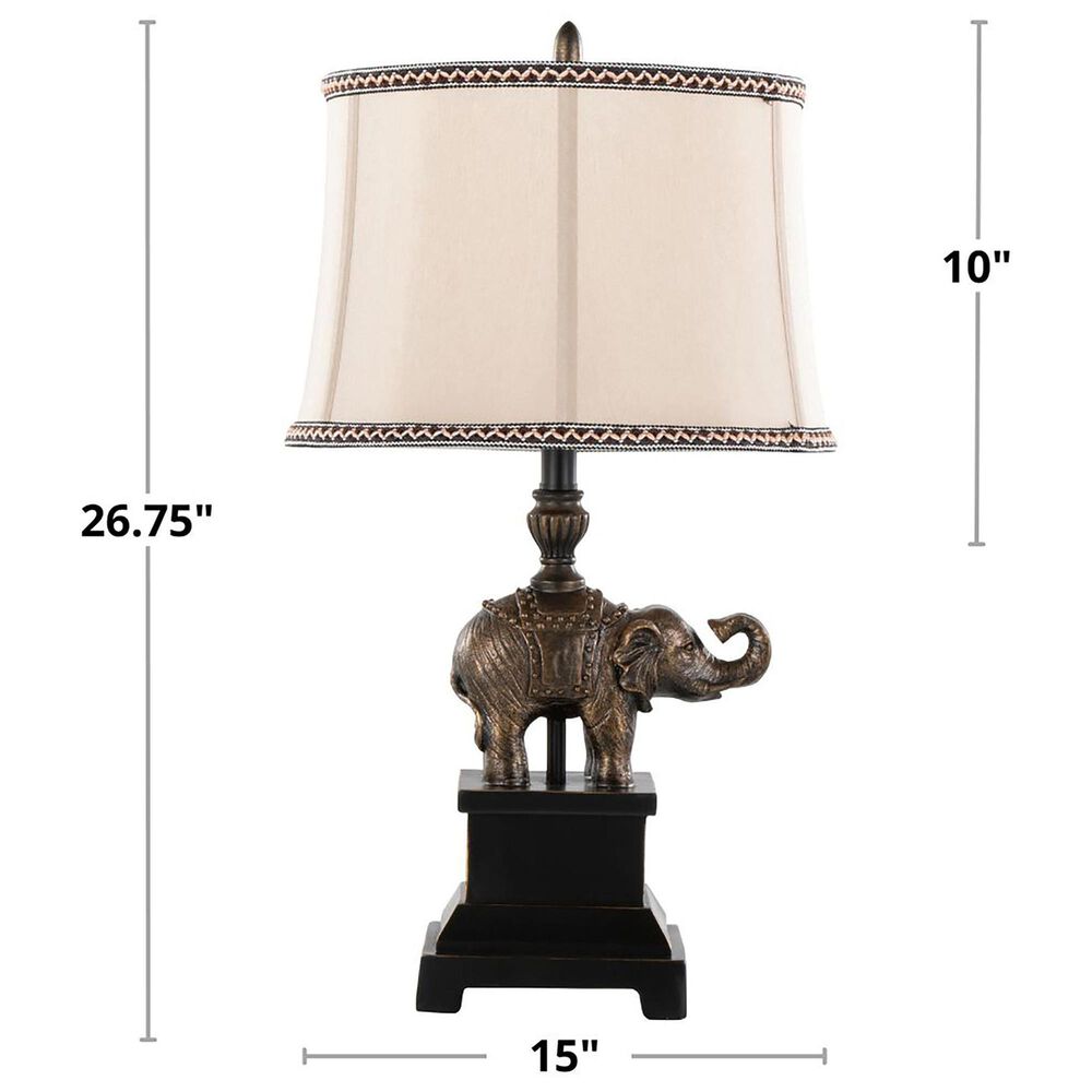 Grandview Gallery Elephant Polyresin Table Lamp in Bronze, , large