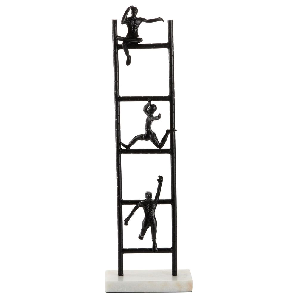 Maple and Jade 27" Human Climbing Ladder Sculpture in Glossy Black, , large