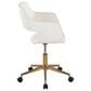 Lumisource Margarite Task Chair with White Faux Leather Cushion in Gold, , large