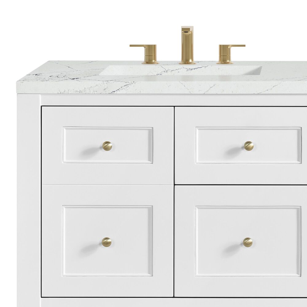 James Martin Vanities Breckenridge 60&quot; Double Bathroom Vanity in Bright White with 3 cm Ethereal Noctis Quartz Top and Rectangular Sinks, , large