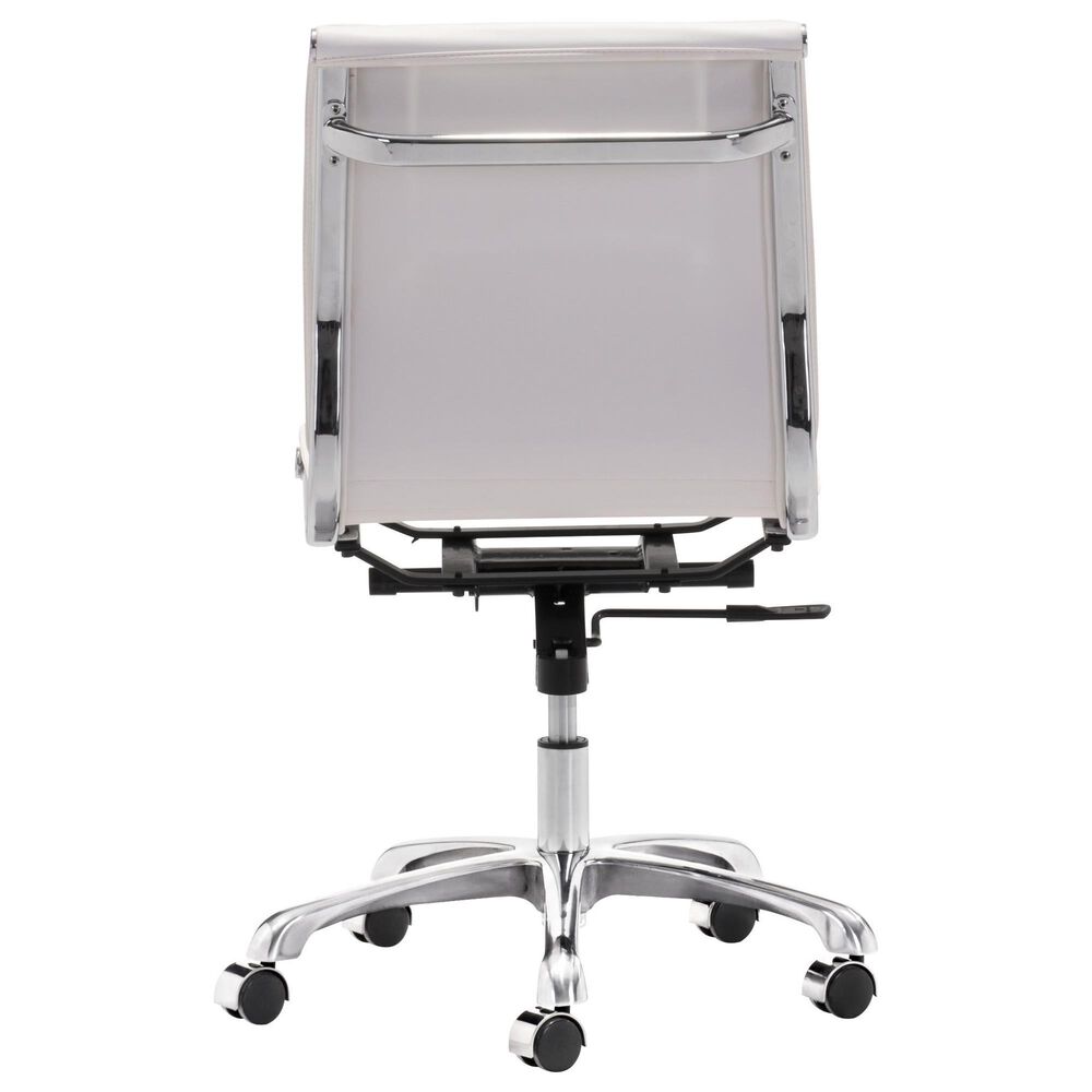 Zuo Modern Lider Plus Office Chair in White and Silver, , large