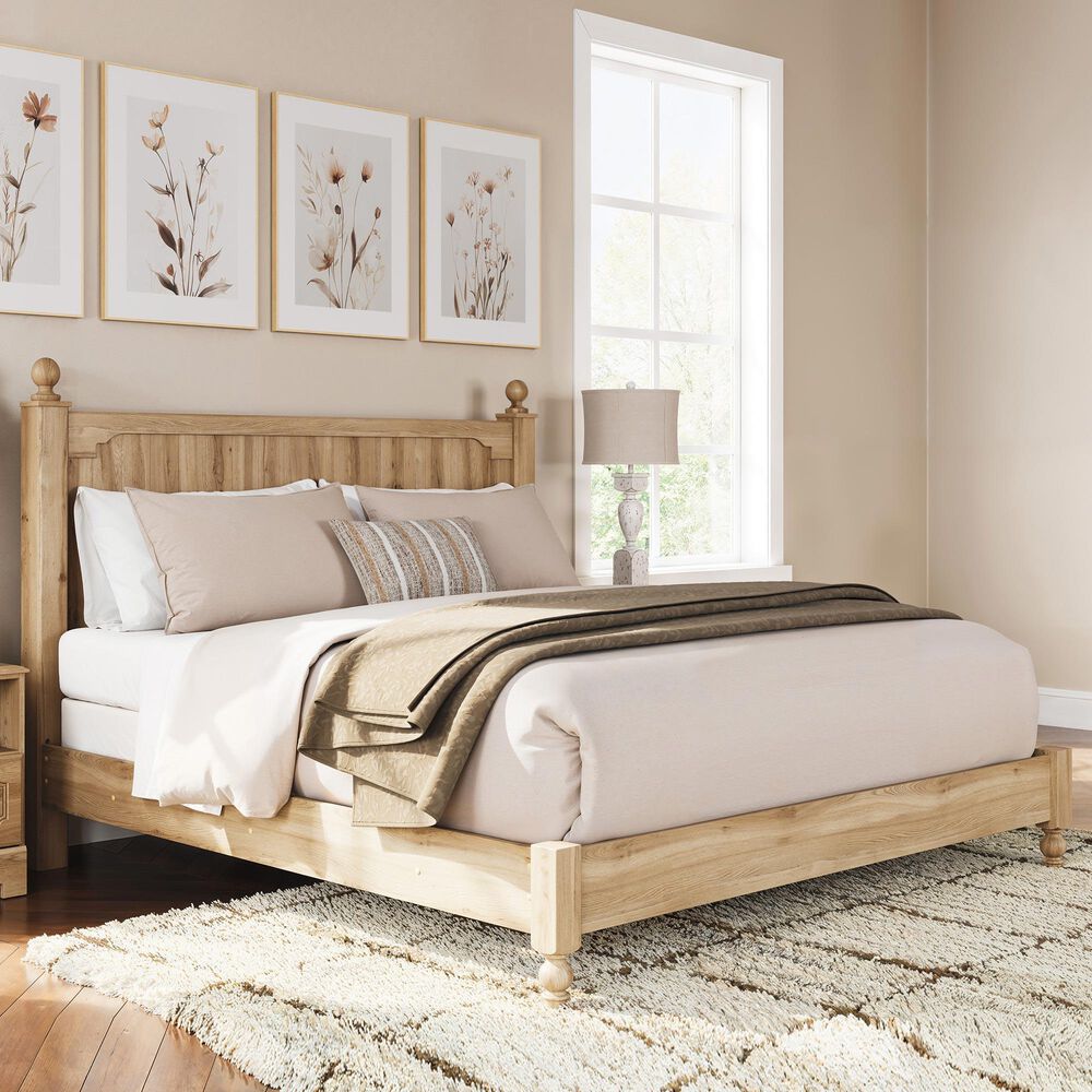 Ashley Aleaport King Panel Bed in Warm Brown, , large