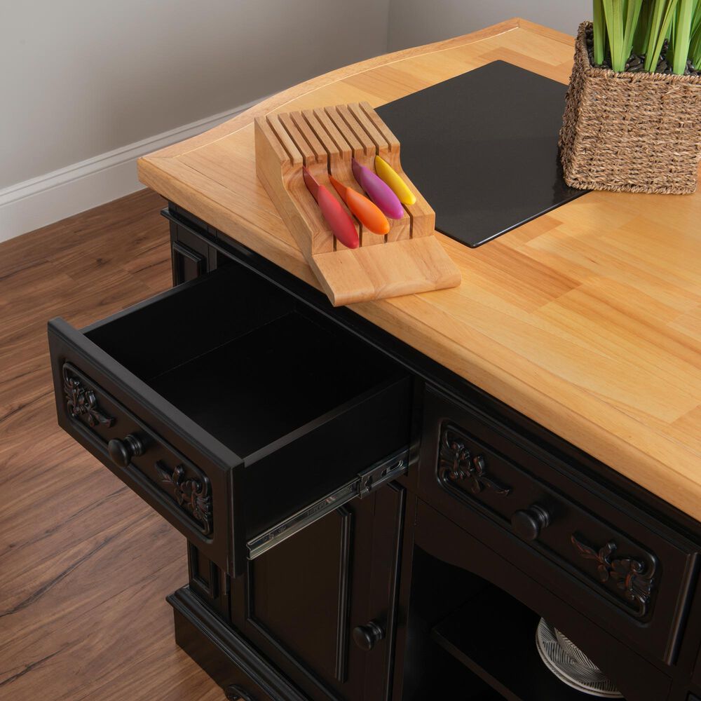 Linon Home Decor Pennfield Kitchen Island in Natural and Black Sand, , large