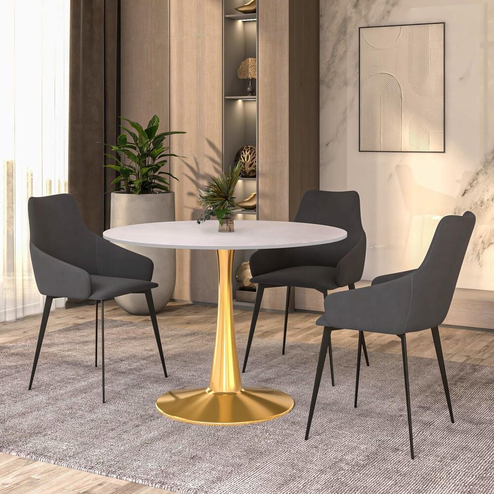 Leisuremod Leisuremod Bristol 35 round dining table Gold Base With White Top, , large