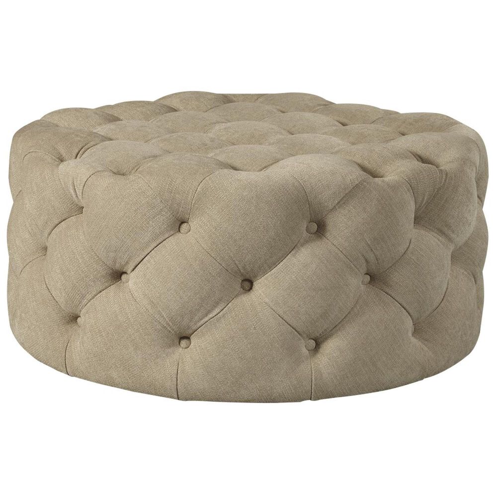Accentric Approach Accentric Accents Upholstered Tufted Ottoman in Beige, , large
