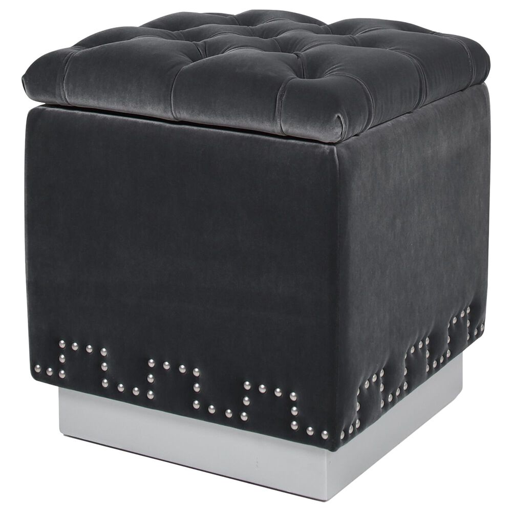 Jennifer Taylor Home Milly Storage Ottoman in Steel Gray Velvet, , large
