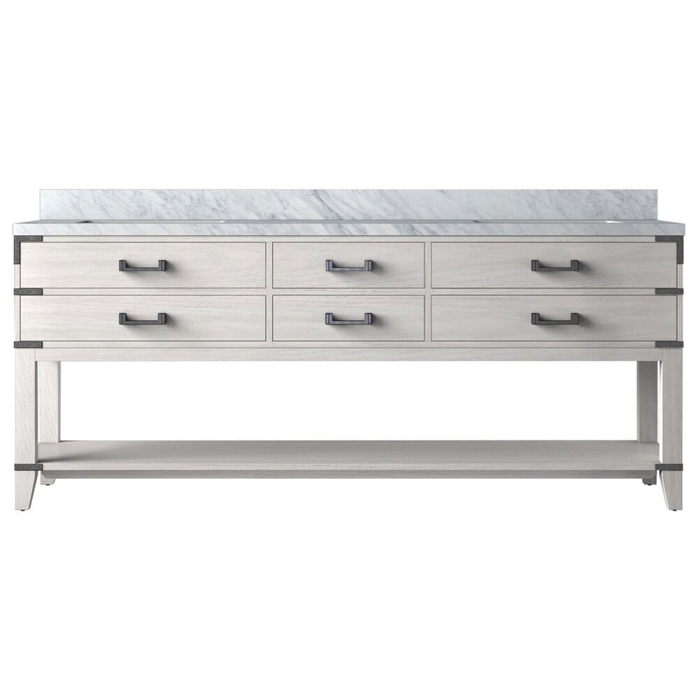 Lexora Home Norwalk 80&quot; Double Bathroom Vanity in White Oak with White Carrara Marble Top  and Rectangle Sink, , large