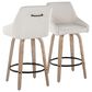 LumiSource Hannah Swivel Counter Stool with Cream Fabric Upholstery in Whitewashed and Black (Set of 2), , large